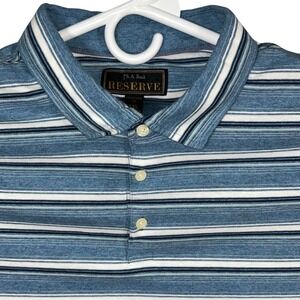 Jos. A. Bank Reserve 2XL Polo Shirt Blue Striped Short Sleeve Traditional‎ Fit
